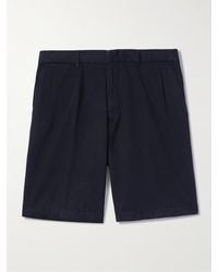 ZEGNA - Straight-leg Pleated Cotton And Linen-blend Twill Shorts - Lyst