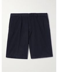 ZEGNA - Straight-Leg Pleated Cotton And Linen-Blend Twill Shorts - Lyst