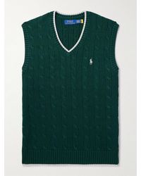 Polo Ralph Lauren - Logo-Embroidered Cable-Knit Cotton Sweater Vest - Lyst