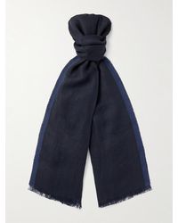 Brunello Cucinelli - Fringed Striped Linen Scarf - Lyst