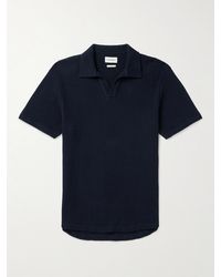 Oliver Spencer - Austell Waffle-knit Organic Cotton-blend Polo Shirt - Lyst