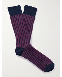 MR P. - Striped Cotton-Blend Socks - Lyst