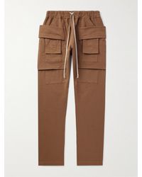 Rick Owens - Slim-fit Straight-leg Cotton-twill Drawstring Cargo Trousers - Lyst