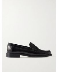 VINNY'S - Yardee Lizard-effect Leather Penny Loafers - Lyst
