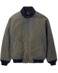 A.PRESSE - Vintage Distressed Ribbed Wool-Trimmed Denim Bomber Jacket - Lyst