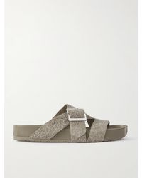 Loewe - Paula's Ibiza Ease Buckled Brushed-Suede Slides - Lyst