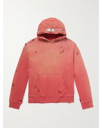 Kapital - Hoodie aus Baumwoll-Jersey mit Velourslederbesatz und Verzierungen in Distressed-Optik - Lyst
