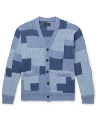 Beams Plus - Patchwork Linen And Cotton-blend Cardigan - Lyst