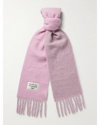 Acne Studios - Volly Colour-Block Fringed Logo-Appliquéd Alpaca-Blend Scarf - Lyst