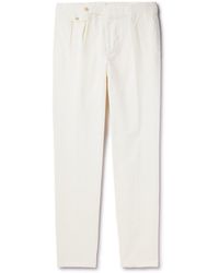 Polo Ralph Lauren - Slim-fit Straight-leg Pleated Cotton And Linen-blend Suit Trousers - Lyst
