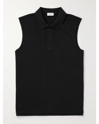 Saint Laurent - Sleeveless Cotton-blend Piqué Polo Shirt - Lyst