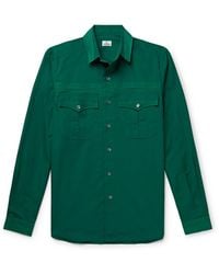SEBLINE - Combat Twill-trimmed Cotton-poplin Shirt - Lyst