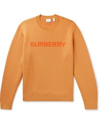 Burberry - Logo-intarsia Wool And Cotton-blend Sweater - Lyst