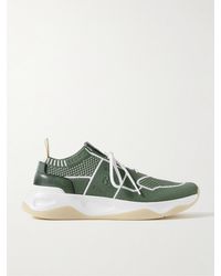 Berluti - Shadow Venezia Leather-trimmed Stretch-knit Sneakers - Lyst