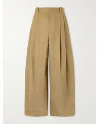 Bottega Veneta - Wide-leg Pleated Cotton-garbadine Trousers - Lyst