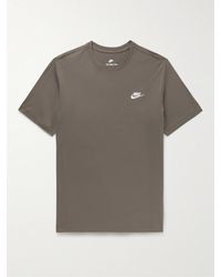 Nike Nsw Club Logo-embroidered Cotton-jersey T-shirt - Grey