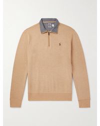 Polo Ralph Lauren - Sweatshirt aus Jersey aus einer Baumwollmischung mit Logostickerei und kurzem Reißverschluss - Lyst