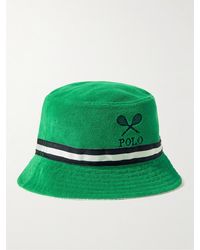 Polo Ralph Lauren - X Wimbledon Logo-embroidered Stripe-band Cotton-blend Bucket Hat - Lyst