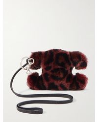 Celine - Triomphe Leopard-Print Shearling and Leather Keyring - Lyst