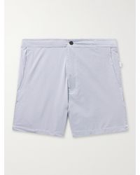 Onia Calder Mid-length Striped Seersucker Swim Shorts - Blue