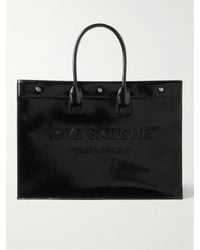 Saint Laurent - Rive Gauche Logo-embossed Glossed-leather Tote Bag - Lyst