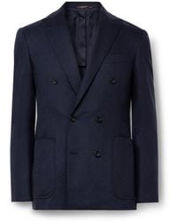Canali - Kei Slim-fit Double-breasted Wool-blend Felt Suit Jacket - Lyst