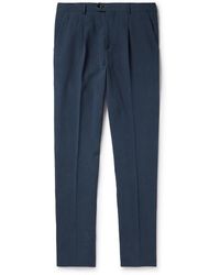 Brunello Cucinelli - Slim-fit Pleated Linen Trousers - Lyst
