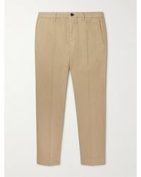 Incotex Slim-fit Pleated Cotton And Linen-blend Twill Pants - Natural