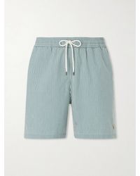 Polo Ralph Lauren - Traveler Striped Straight-leg Mid-length Cotton-blend Seersucker Swim Shorts - Lyst