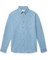 Dunhill - Button-down Collar Cotton And Cashmere-blend Corduory Shirt - Lyst