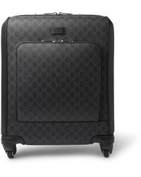 Gucci Gran Turismo Leather-trimmed Monogrammed Coated-canvas Carry-on Suitcase - Black