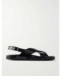 Saint Laurent - Helios 10 Cassandre-embellished Leather Sandals - Lyst