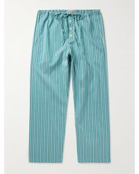 Bode - Shore Straight-leg Striped Cotton-blend Drawstring Trousers - Lyst