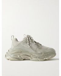Balenciaga - Triple S Mesh And Distressed Leather Sneakers - Lyst