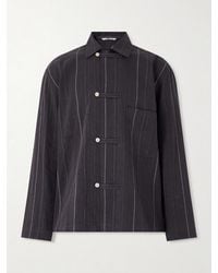 A Kind Of Guise - Matara Cropped Pinstriped Cotton And Linen-blend Overshirt - Lyst