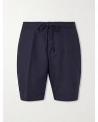 Officine Generale - Phil Straight-Leg Lyocell, Linen And Cotton-Blend Shorts - Lyst