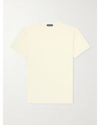 Tom Ford - Schmal geschnittenes T-Shirt aus Jersey aus einer Baumwoll-Seidenmischung mit Logostickerei - Lyst