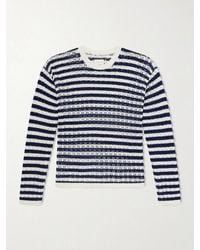 Aimé Leon Dore - Eyelet Striped Open-Knit Cotton Sweater - Lyst