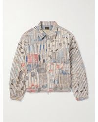 Kapital - Boro Patchwork-Jacke aus einer Baumwoll-Leinenmischung mit Reißverschluss in Distressed-Optik - Lyst
