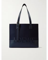 Loewe - Leather-trimmed Canvas Tote Bag - Lyst