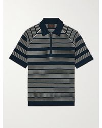 Beams Plus - Striped Cotton-jacquard Half-zip Polo Shirt - Lyst