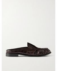 Saint Laurent - Le Loafer Logo-Embellished Eel Mules - Lyst