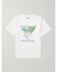 CASABLANCA - Tennis Club Graphic-print Organic-cotton T-shirt X - Lyst