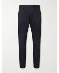 Herno - Tapered Pleated Stretch-twill Trousers - Lyst