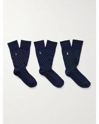 Polo Ralph Lauren - Three-pack Logo-embroidered Polka-dot Cotton-blend Socks - Lyst
