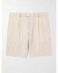 Club Monaco - Straight-leg Pleated Linen Shorts - Lyst