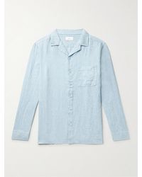 Onia Camp-collar Linen Pyjama Shirt - Blue