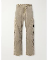 Stone Island - Wide-Leg Garment And Mineral-Dyed Panama Cotton And Lyocell-Blend Cargo Trousers - Lyst