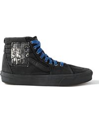 Enfants Riches Deprimes Vans Sk8-hi Embellished Leather-trimmed Distressed Canvas High-top Sneakers - Black