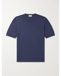 Altea - Schmal geschnittenes T-Shirt aus einer Leinen-Baumwollmischung - Lyst
